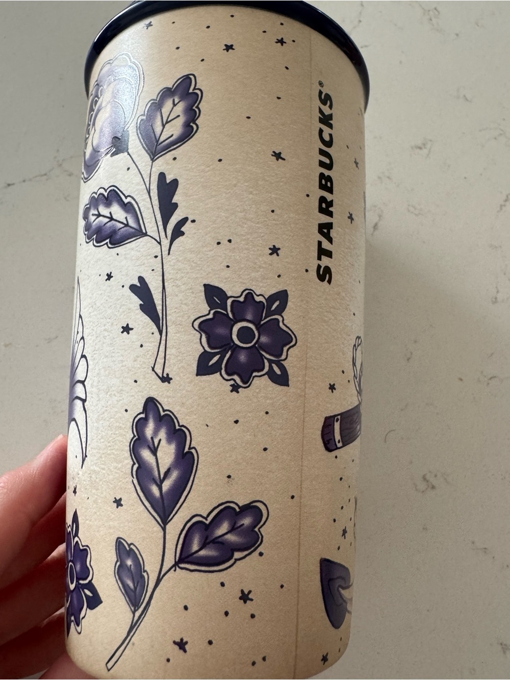Starbucks 2016 Sailor Blue Mermaid Siren Tattoo Ceramic 12oz Travel Tumbler - Picture 4 of 9